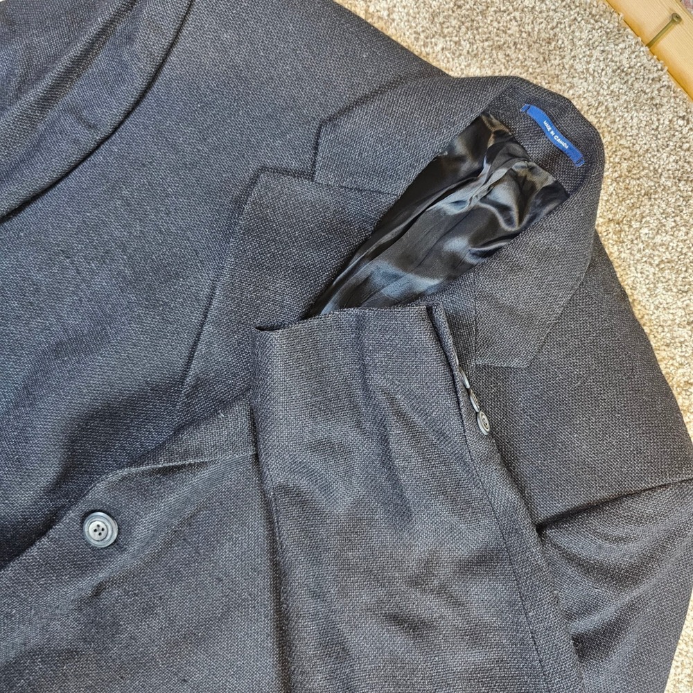 Chaps Ralph Lauren Mens 40R Wool Blazer Charcoal Gray Patch Pocket Canada Made